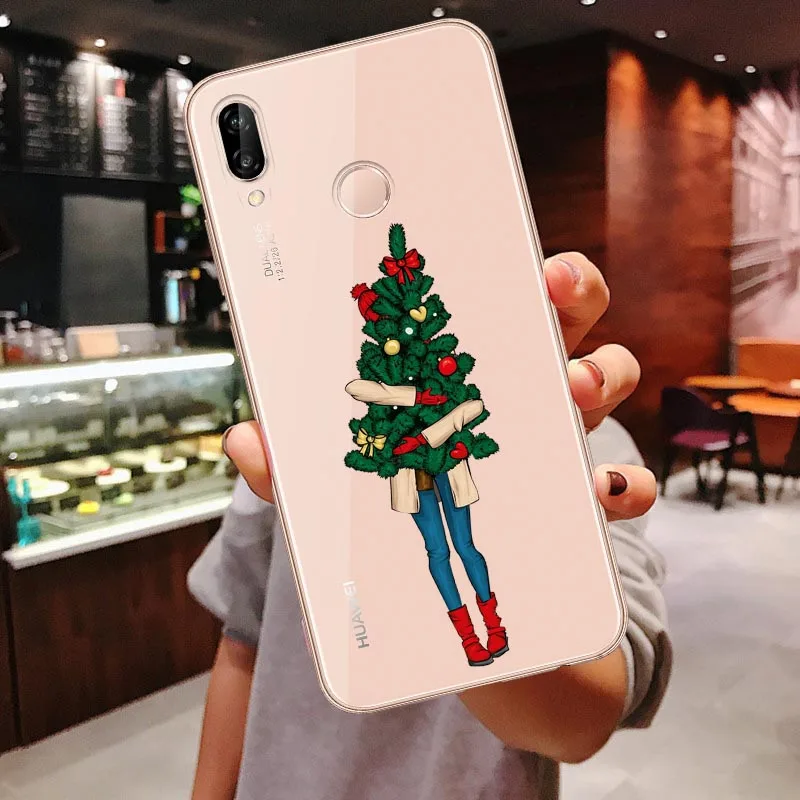 Чехол для девушек для huawei P30 Lite P30 Pro P20 Lite P20Pro mate 10 20Pro P10 Lite mate 20 Lite новогодний чехол с Санта-Клаусом