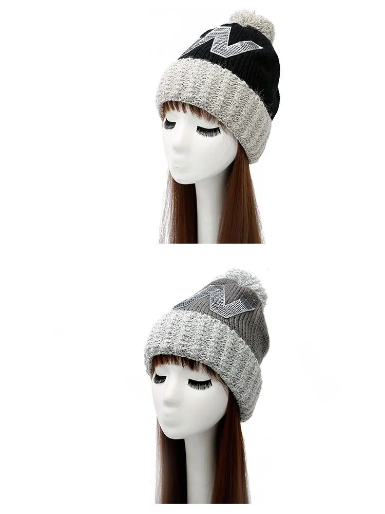 Модная зимняя шапка Skullies Beanies с помпоном, вязаные шапки, женская уличная теплая шапка для отдыха, зимние шапки для женщин