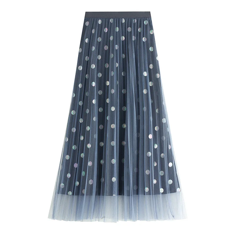 Юбки с поясом, новинка года, осенняя Легкая белая газовая плиссированная юбка для девочек 8190