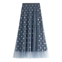 Юбки с поясом, новинка года, осенняя Легкая белая газовая плиссированная юбка для девочек 8190