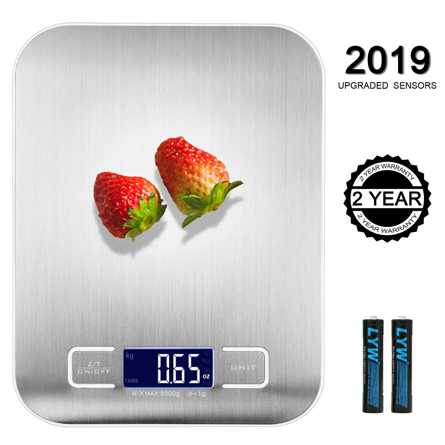 

Food Scale - Kitchen Scale - Digital Food Scale - Weighs in Grams Kilograms Pounds Ounces g kg lb oz - 11 Lb / 5 Kg Capacity - S