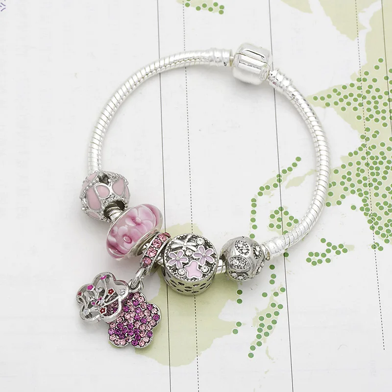 

DIY charm bead butterfly flower bracelet girl Beaded bracelet