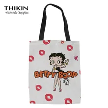 THIKIN на заказ Betty Boop Женская Повседневная сумка повседневное использование на одно плечо для покупок сумки Мультяшные женские хлопковые школьные сумки для книг