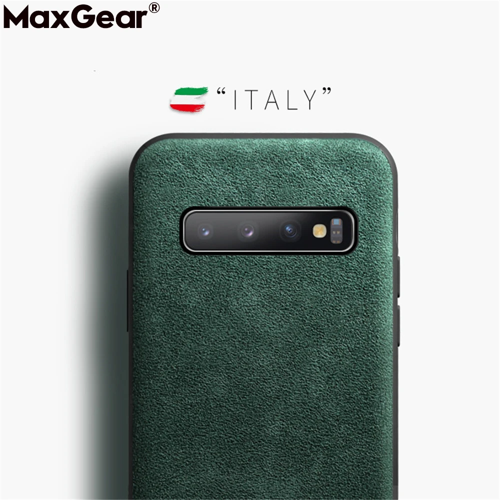 MaxGear funda de piel de ante suave funda para Samsung Galaxy S7 Edge S8 S9 Plus S10E Note 8 9 de cuero para coche fundas de teléfono Couqe| Fundas antigolpes para