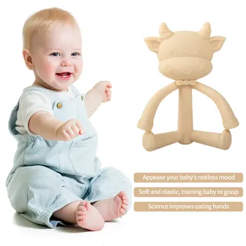 

Toddler Teether Cartoon Silicone Safety Baby Teething Toys Soothing Pain Relief Molar Stick Infant Washable Soft Molar Toys