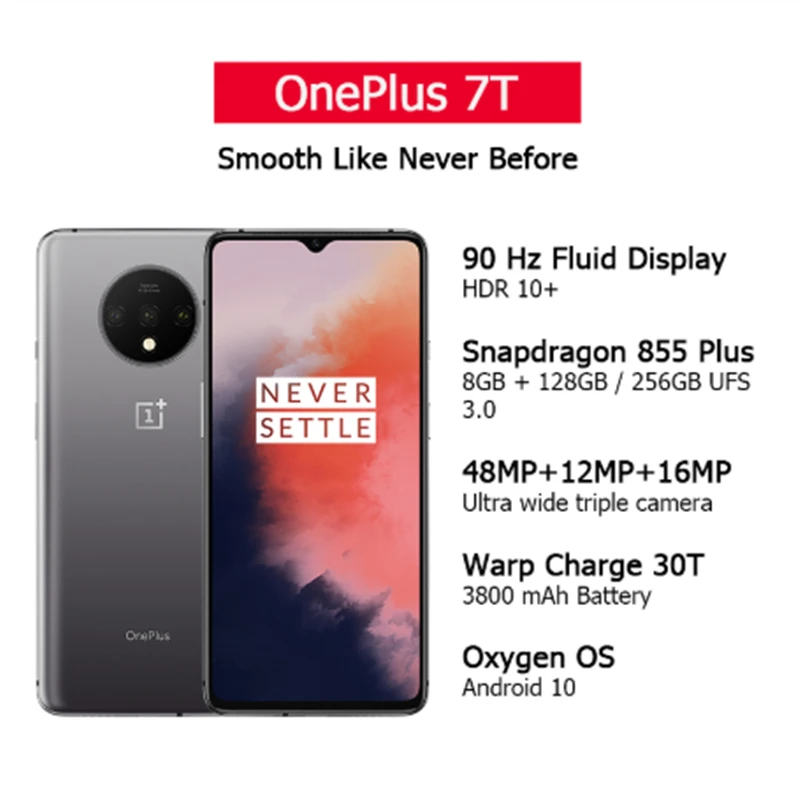 Global Rom Original Oneplus 7t 8g 256gb Phone Snapdragon 855 Plus オンラインストア新作 ONEPLUS 7T 8GB/256GB HD1900 スマートフォン本体