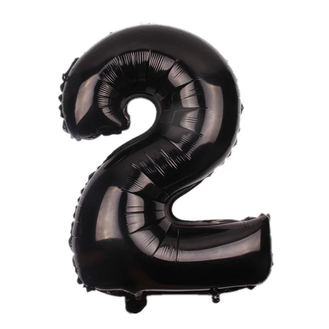 Black number 2 32 inch red black digital balloon inflatable air ball figure digital foil birthday party wedding decoration ball - Цвет: Black number 2