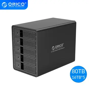 

ORICO 5 Bay 3.5'' USB3.0 HDD Docking Station With 150W Internal Power Adaper Support 80TB UASP Aluminum SATA to USB 3.0 HDD Case