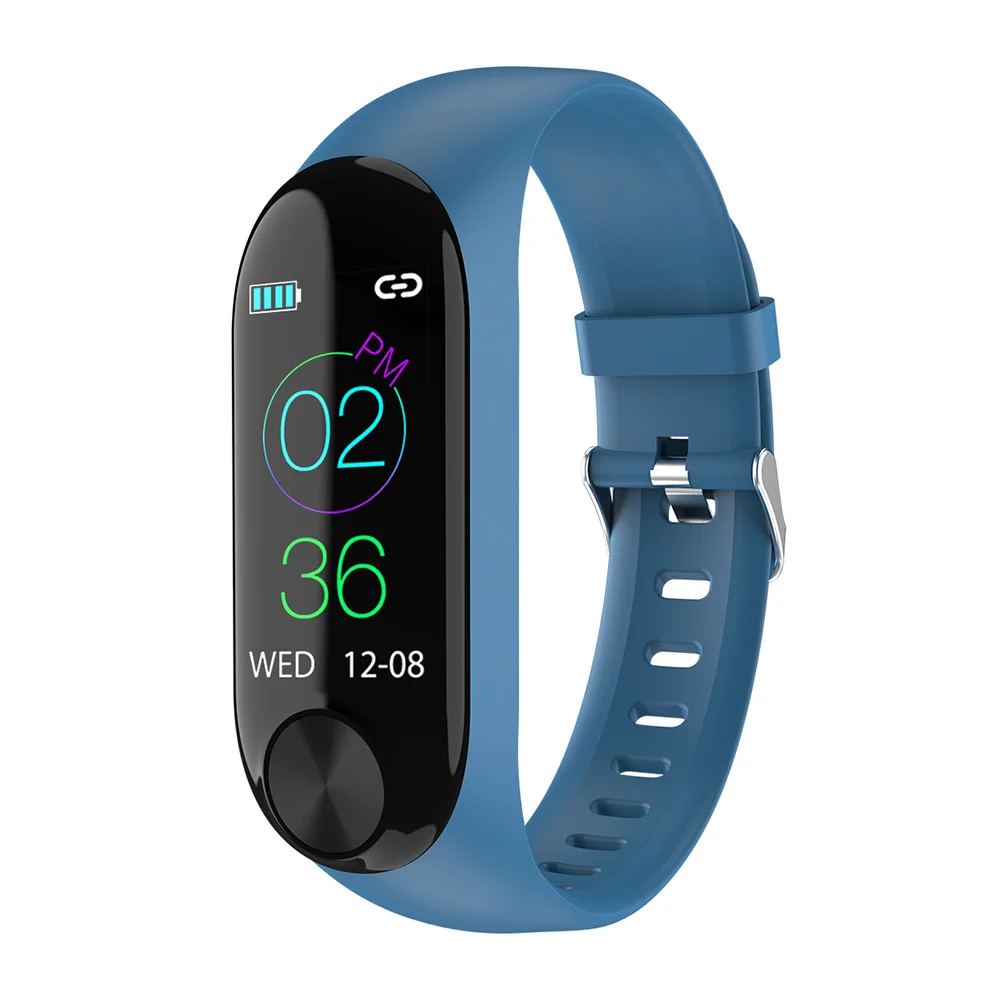 Blue Fitness Tracker Bluetooth Waterproof Business Step Count Wireless 0.96inch Colorful Screen Long Standby Sport LCD Smart Bracelet - Цвет: Blue