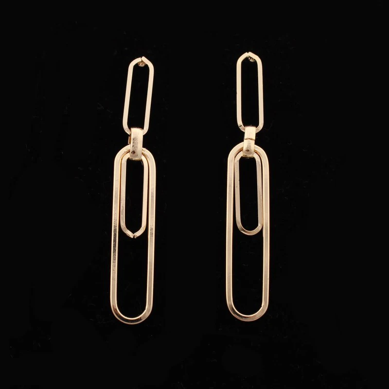 Simple Jewelry Gold Silver Color Geometric Paper Clip Drop Earrings for Women New Fashion Ladies Long Earrings Brincos