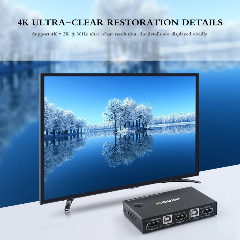 Новый выход 4K USB HDMI KVM переключатель видео дисплей сплиттер для 2 ПК клавиатура