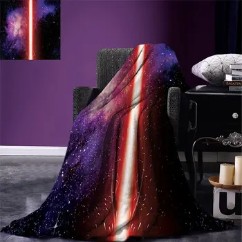 

Galaxy Throw Blanket Famous Movie Prop Fantastic Galaxy Theme Between Enemies Theme Stripe Illustration in Red Warm Blanket