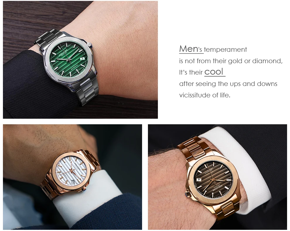 Запасные светящиеся швейцарские часы AGELOCER, оригинальные мужские автоматические часы, модные мужские механические наручные часы