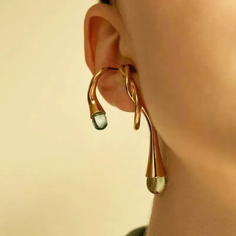 

Crystal irregular enwind hanging stud earrings for women gold colour earrings fashion jewelry 2020