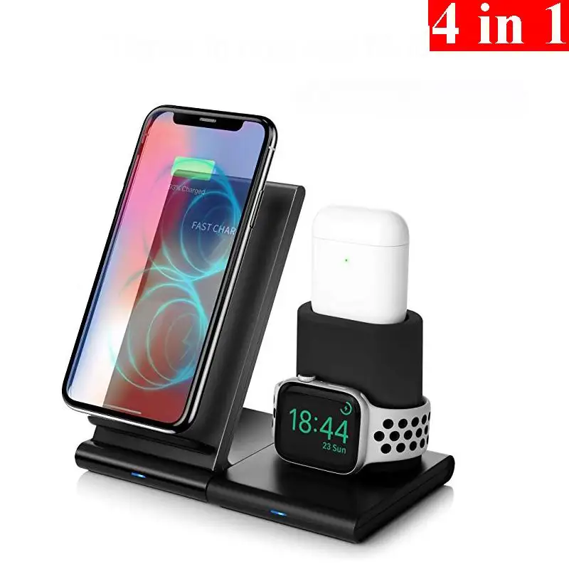 

4 IN 1 Fast Wireless Charger Dock Station For iPhone 11 Pro XR XS X 8 Fast Charging For Apple Watch 1 2 3 4 AirPods For Samsung