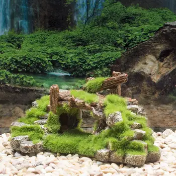 

TWISTER.CK Aquarium Resin Moss Bridge Fish Cave Tortoise Cylinder Landscape Rockery