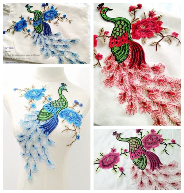 Брендовое платье с большим синего цвета вышитым павлином кружева шить на Патчи