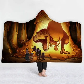 

Dinosaur Magic Hooded Blanket For Home Travel Blanket Cartoon 3D Printed Portable Blanket Wearable Throw Blanket For Adults Kids