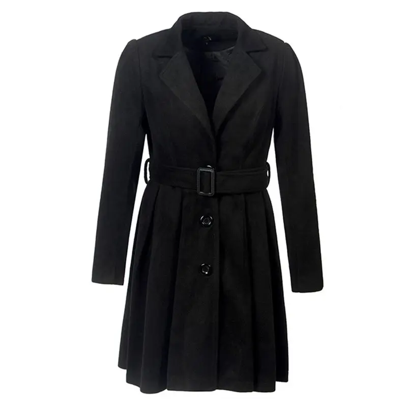 2019 Черное длинное женское пальто 2019 осенне-зимнее manteau femme однобортное пальто элегантная верхняя одежда пальто