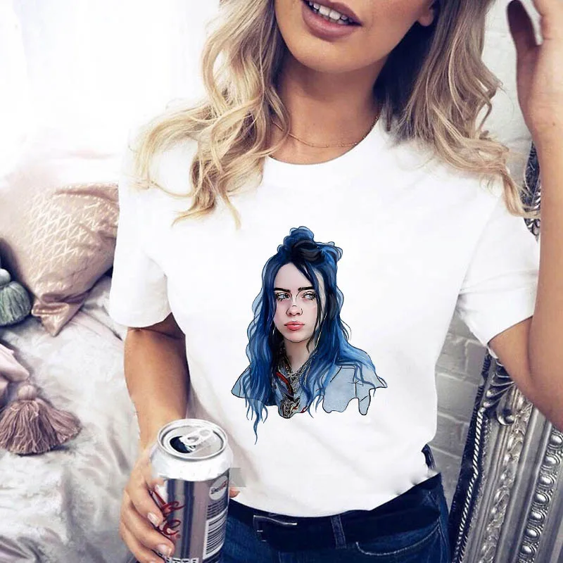 

Lei SAGLY 2019 T-Shirt Hip-Hop Harajuku Billie Eilish Femme Casual Women Summer Ulzzang Fashin Cool Short Sleeve