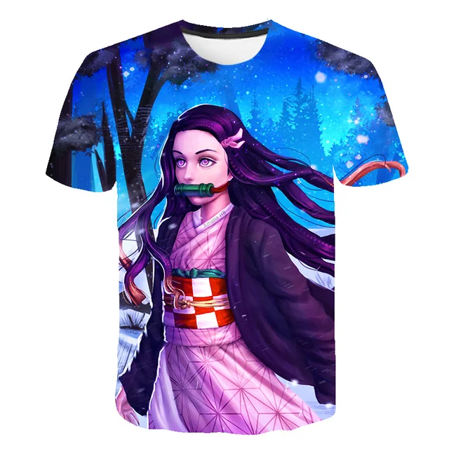 Anime T Shirt Demon Slayer Kimetsu no Yaiba Cosplay T Shirt Kids Girls Children Kamado Tanjirou Nezuko sword Tee Shirt Cool Tees 6748