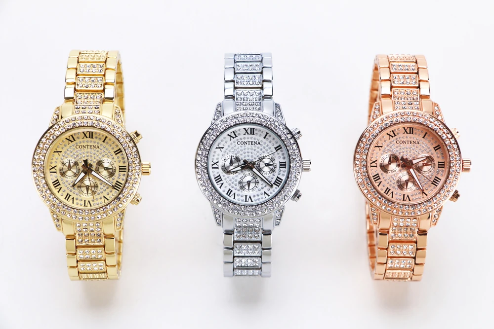 Reloj Mujer, новинка, золотые, серебряные, розовые, золотые, Известный Топ бренд, Роскошные, Contena, женские Стразы, полностью бриллианты, женские часы под платье