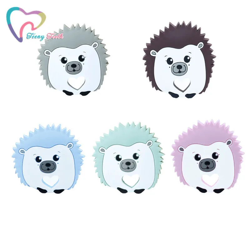 Cartoon Hedgehog 10 шт животное Пингвин из силикона прорезыватель для зубов пищевые Детские принадлежности для кормления Прорезыватель для зубов игрушечные брелоки Ожерелье Подвеска детский Прорезыватель - Цвет: Cartoon Hedgehog