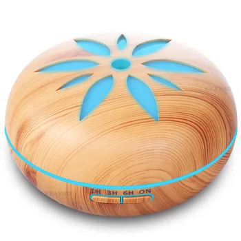 

550ml Ultrasonic Humidifier Essential Oil Diffuser Wood Grain Mist Humidifier LED Night Light for Office Home Bedroom