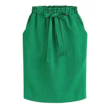 Новые весенне-Летние Элегантные миди-юбки Женская деловая юбка-карандаш хлопок эластичный облегающий талию, бедра юбка бант юбка зеленый