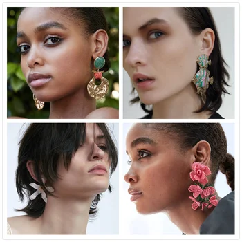 

JUJIA ZA Unique Design Natural Pearl Beaded Flower Dangle Earrings For Women Charm Fish Statement Shell Hanging Earrings Jewelry