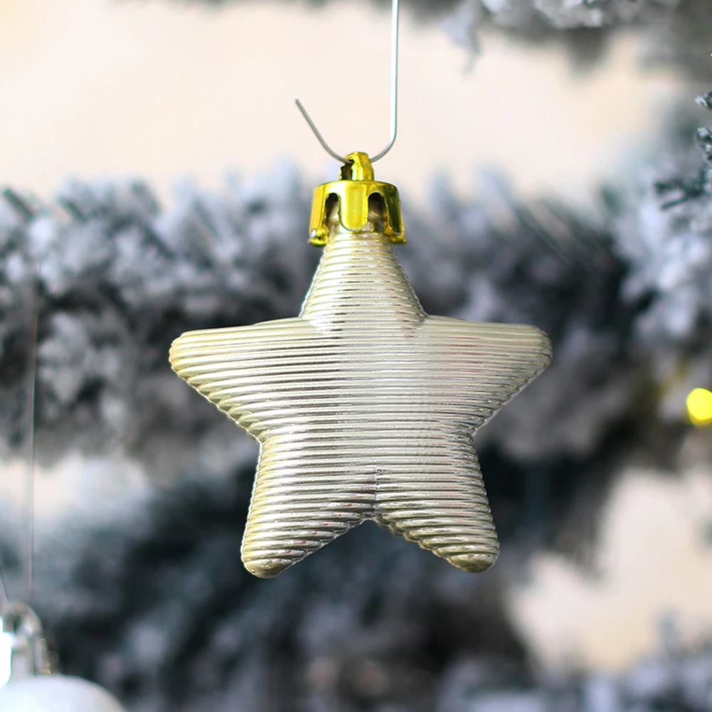 

50pcs Christmas Tree Decoration Pendants Xmas Ball Gift Package Tree Tops Silver White Star Beautiful Home Party Wedding Decors