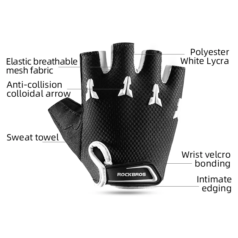 ROCKBROS Cycling Gloves For Children Summer Balance Bike Roller Skating Scooter Breathable SBR Shockproof Half Gloves Bike Equip
