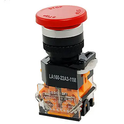 

AC 660V 10A 35mm Red Sign Momentary Mushroom Push Button Switch 1 NO NO NC N/C