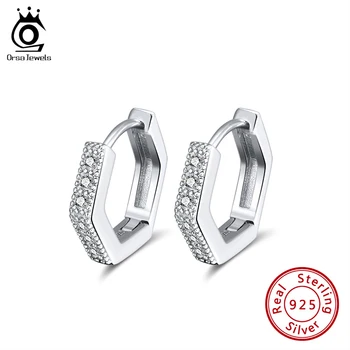 

ORSA JEWELS Mini Hoop Earrings Authentic 925 Sterling Silver Earrings Cubic Zircon Circle Earrings Fine Gift Party Jewelry SE261