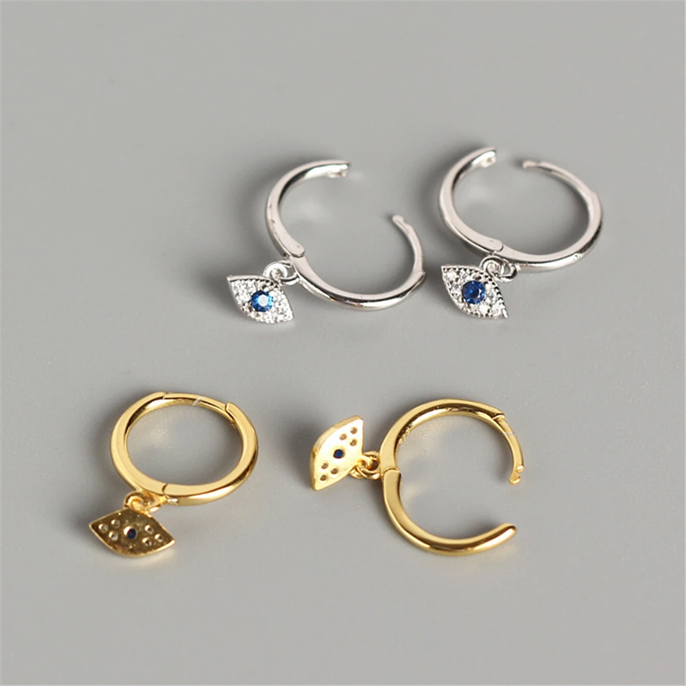 Kikichicc 925 Sterling Silver 8mm Huggies Circle Drop Earring Simple Loops Star Evil Eye Dangle Charm Circle Multi Type Earring