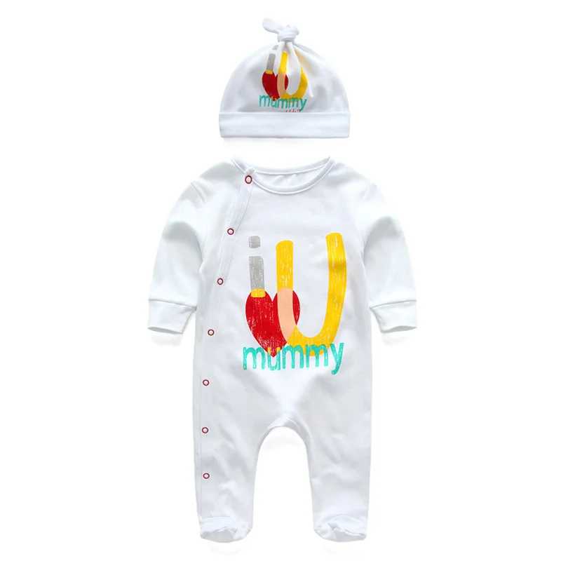 Новая одежда для малышей комбинезон с надписью I love father and mother и длинными рукавами
