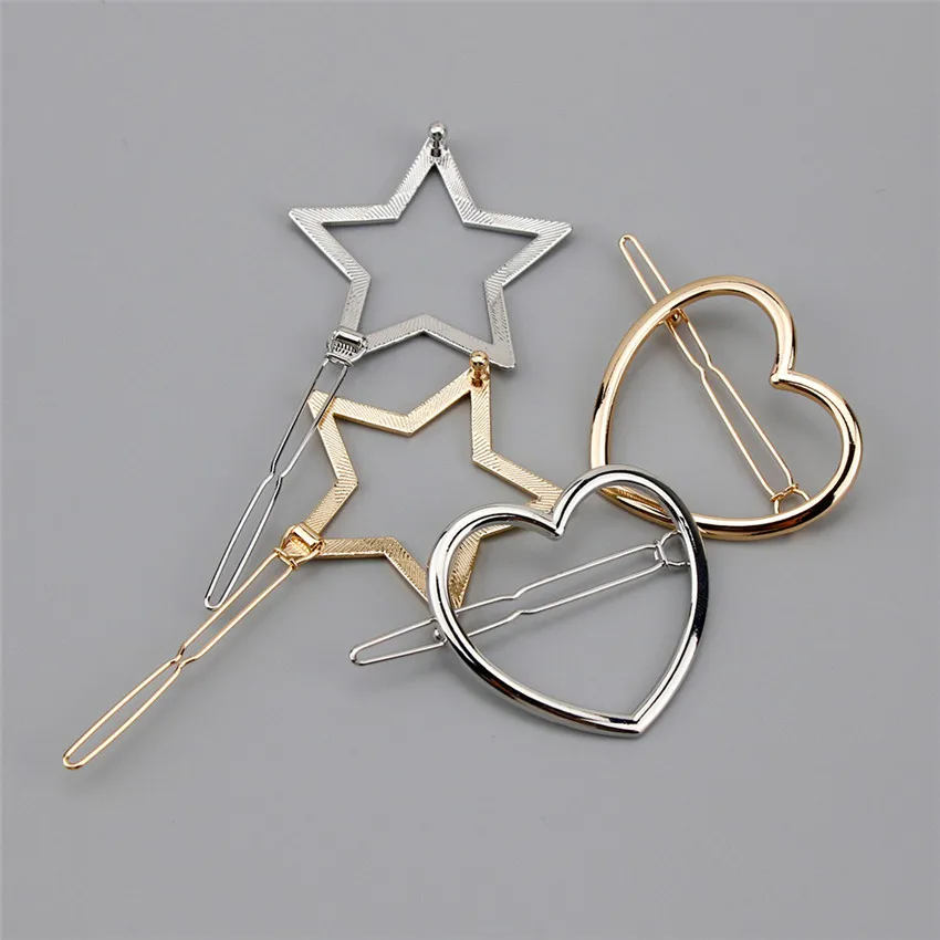 

Geometric Headwear Barrettes Hairpins Star Love Shaped Women Girls Hair Clips Styling Hairgrip Hair Decoration Jewelry Accessory