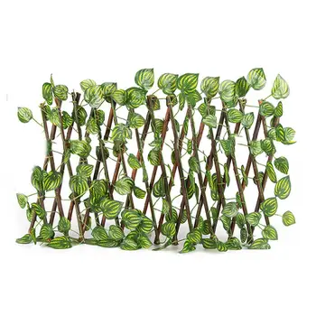 

Retractable Artificial Wooden Fence Watermelon Leaf Privacy Fence Vines Climbing Frame Restaurant Mall Privacy Screen Wall Decor