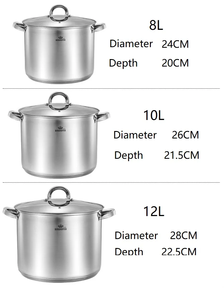 Кастрюля из нержавеющей стали для приготовления пищи 1 шт. #304 глубокая