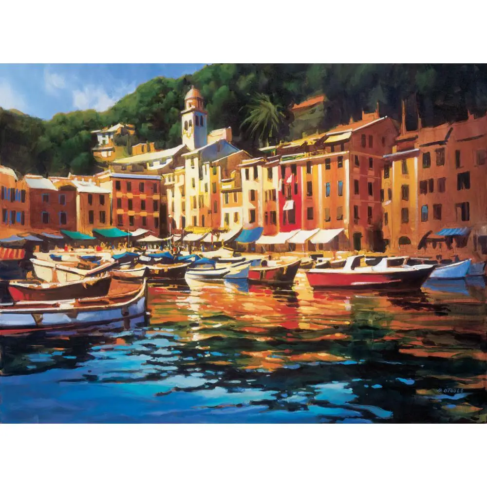 

Wall Art Oil Paintings Mediterranean Gold Portofino Colors Hand Painted Venice Landscapes Canvas Artwork Impressionist Home Deco