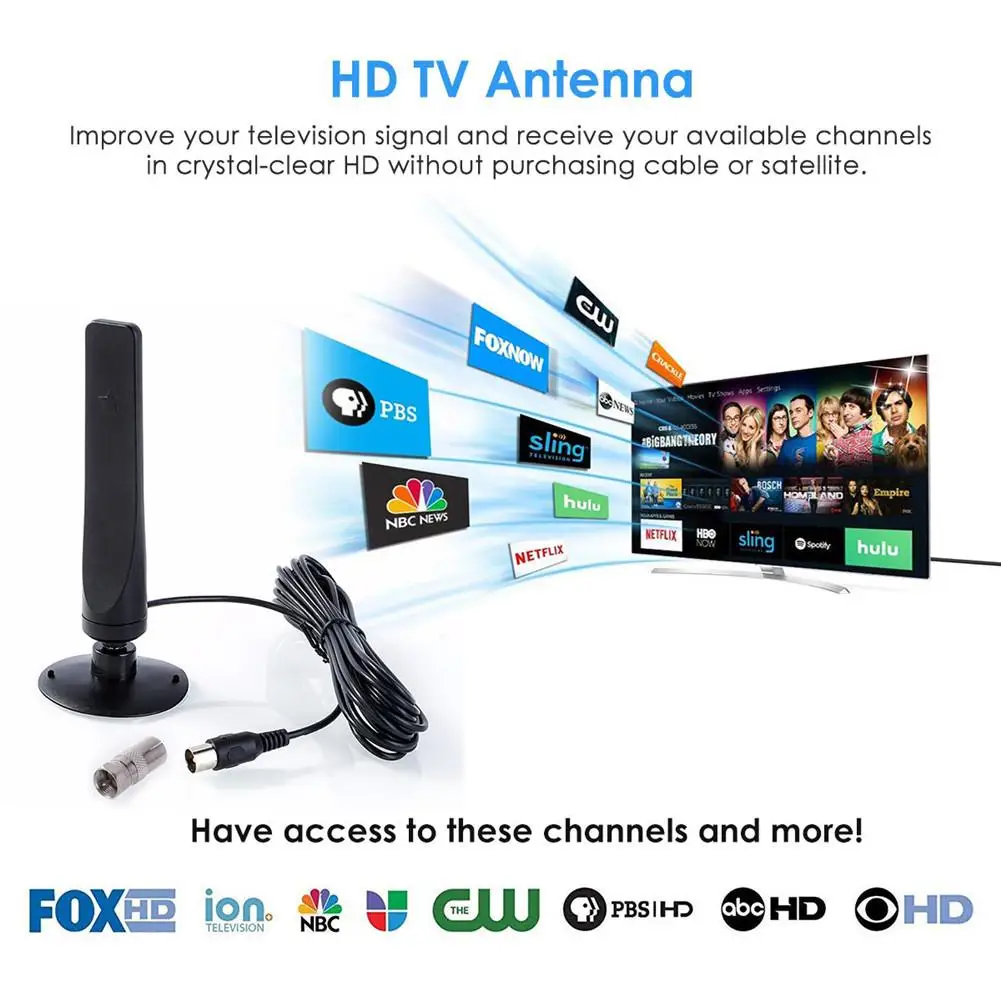 1080P ТВ цифровая антенна внутренний приемник сигнала усилитель мини HD ТВ антенна DVB-T2 антенна для домашнего вещания