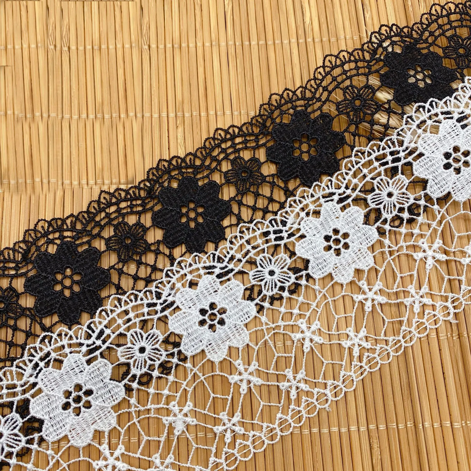

6.9cm Width (3Yarsds/Lot) Hollow Flower Embroidered Lace Net Ribbons Fabric Trim DIY Decorate Sewing Handmade Craft Materials