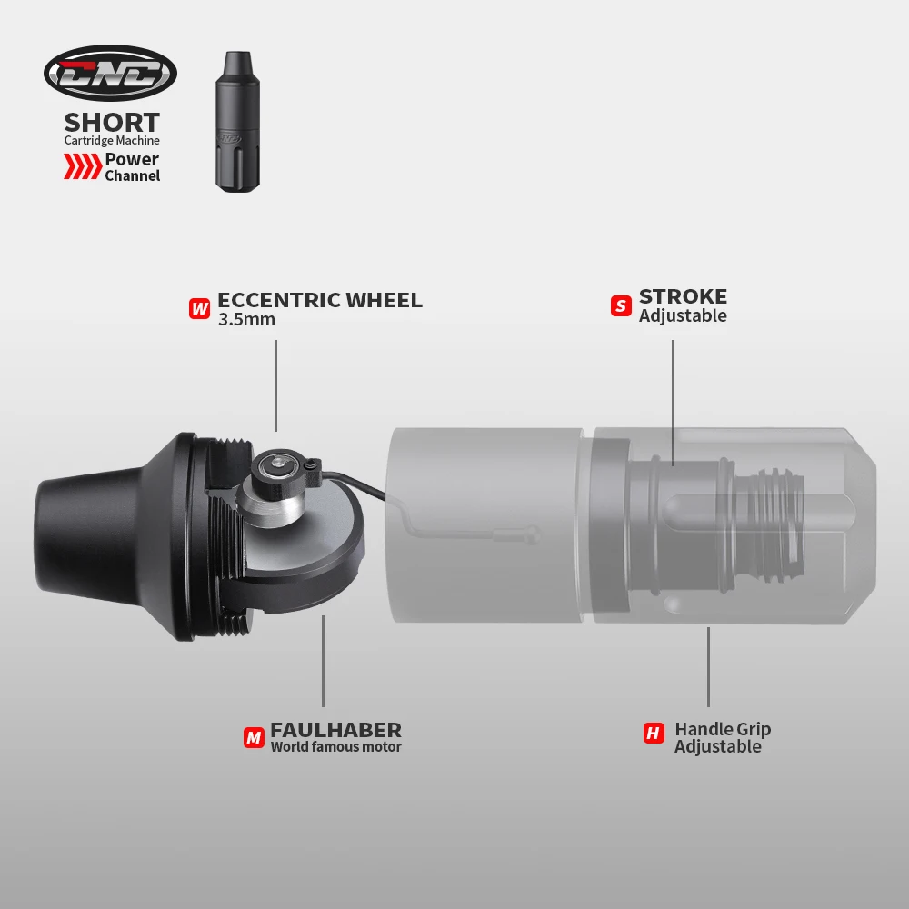 Ceny CNC 2019 nowe krótkie pióro obrotowy nabój do tatuażu maszyna FAULHABER Motor RCA połączenie profesjonalnych artystów tatuażu