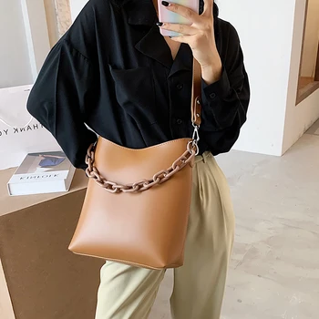 

Color PU Leather Solid Crossbody Bucket Bags For Women 2020 Autumn Shoulder Handbags Female Travel Cross Body Bag GU5R