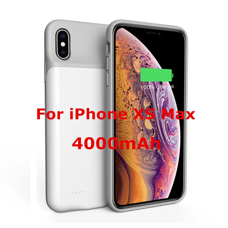 Внешний аккумулятор чехол для iPhone XS Max XR резервного питания чехол Мягкий силиконовый чехол для зарядки телефона для iPhone X XS power Case - Цвет: 4000mAh for XS Max