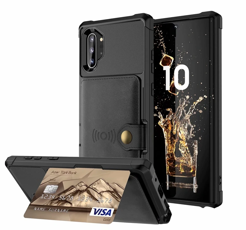 Роскошный чехол для samsung Galaxy Note 10 с отделением для карт, чехол для телефона samsung Galaxy Note 10 Plus, защита от вибрации