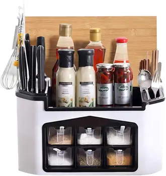 

Spice Rack Organizer Countertop Kitchen Seasoning Storage Cabinet Shelf For Spice Jars Sauce Condiment Pantry