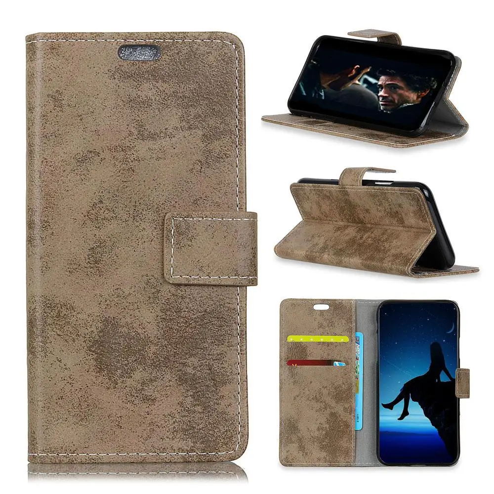 Khaki Для Kyocera Kantan Sumaho(705KC) Ретро кожаный защитный чехол для телефона с карточным кронштейном - Цвет: Khaki