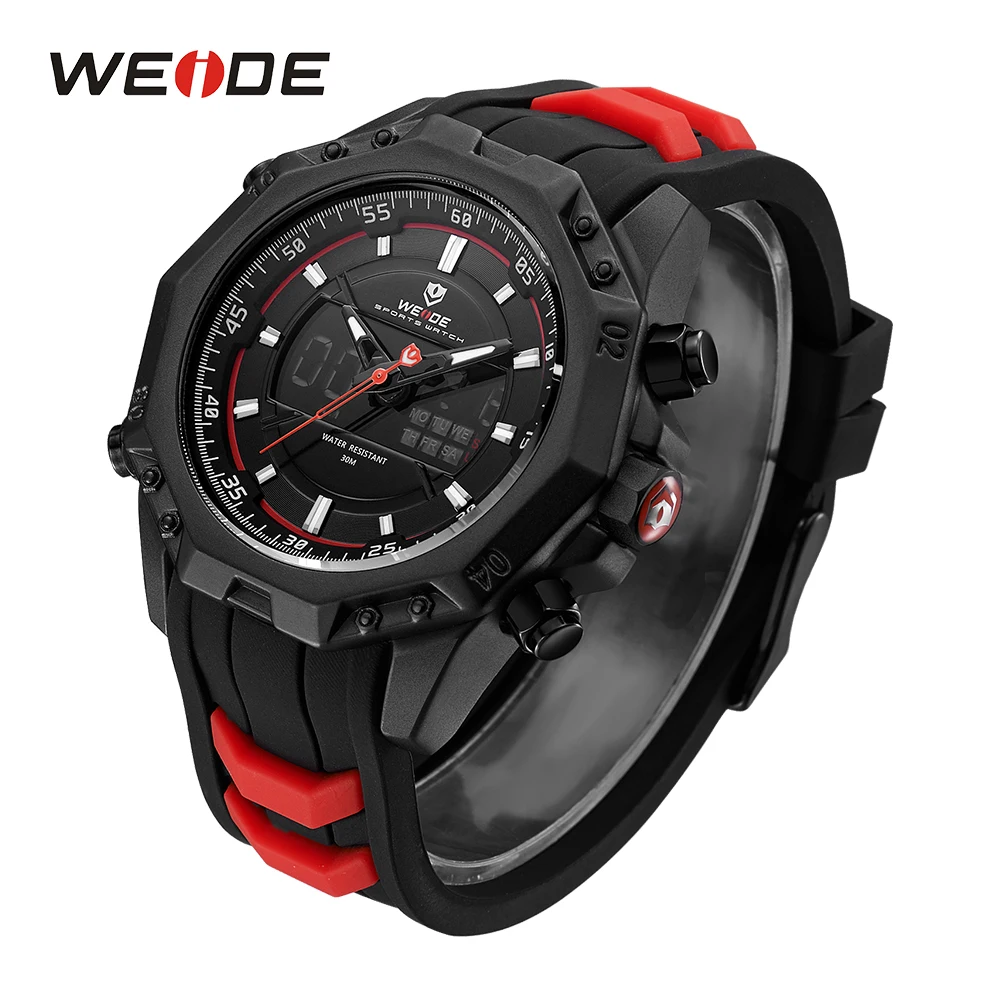 

WEIDE Sports Watch Back Light Alarm Silicone Strap Band Belt Mens Watch Automatic Date Analog Digital Quartz Wristwatches Clock