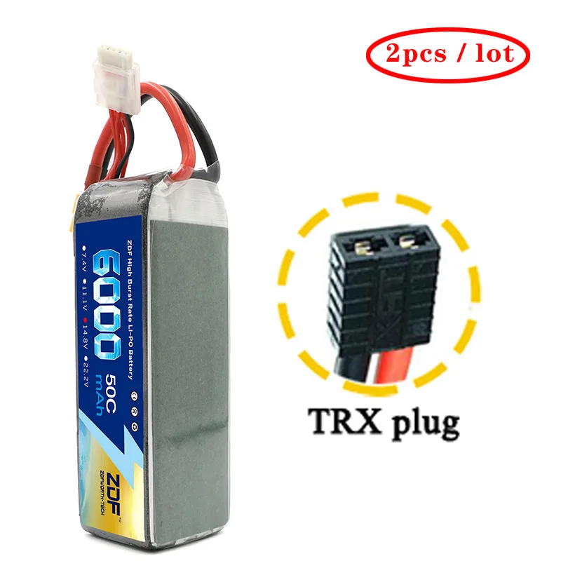 ZDF 2 шт./лот 4S LiPo 14,8 в 6000 мАч аккумулятор с ру 50C-100C XT60 Deans разъем для Traxxas X-maxx 1:10 1:8 автомобилей REDCAT LOSI грузовик - Цвет: TRX  plug
